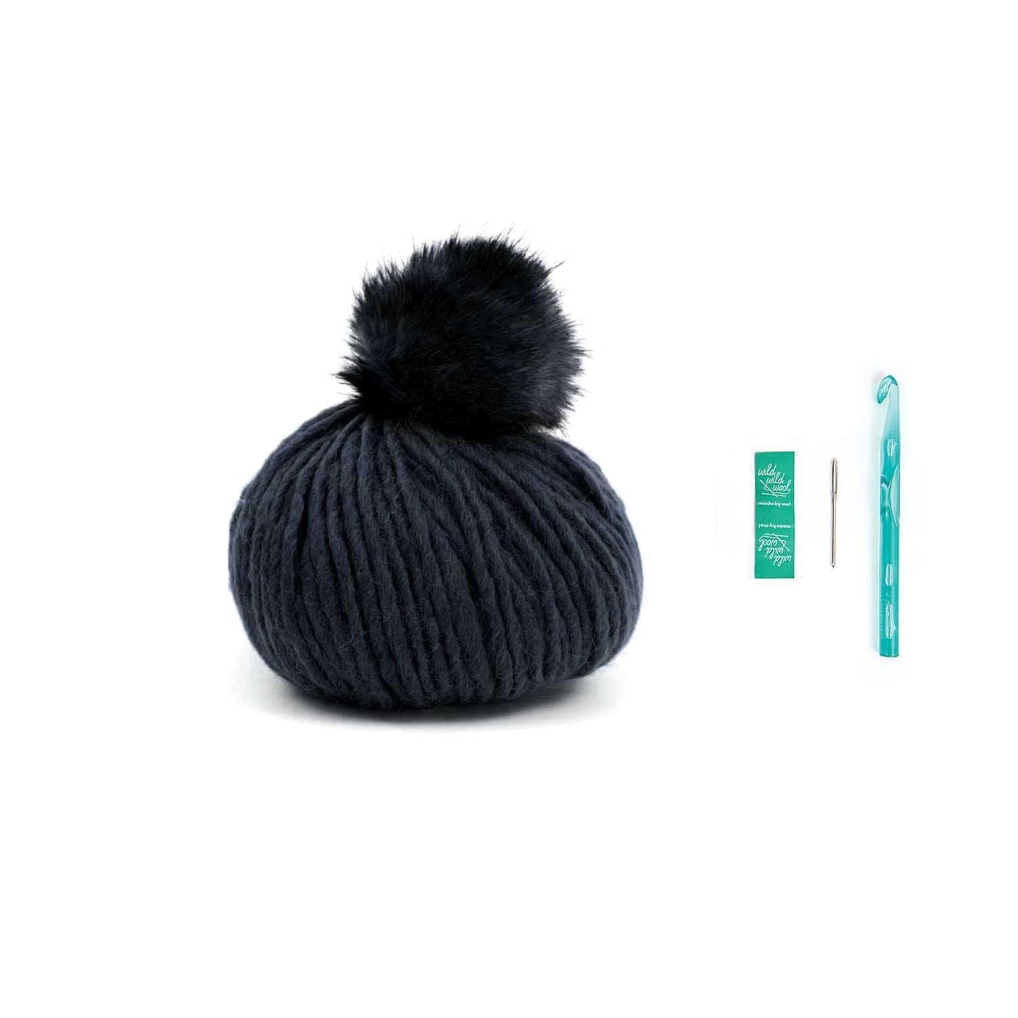 Rico Design Häkelset Mütze Wild Wild Wool Pompon Schwarz - Craftguru