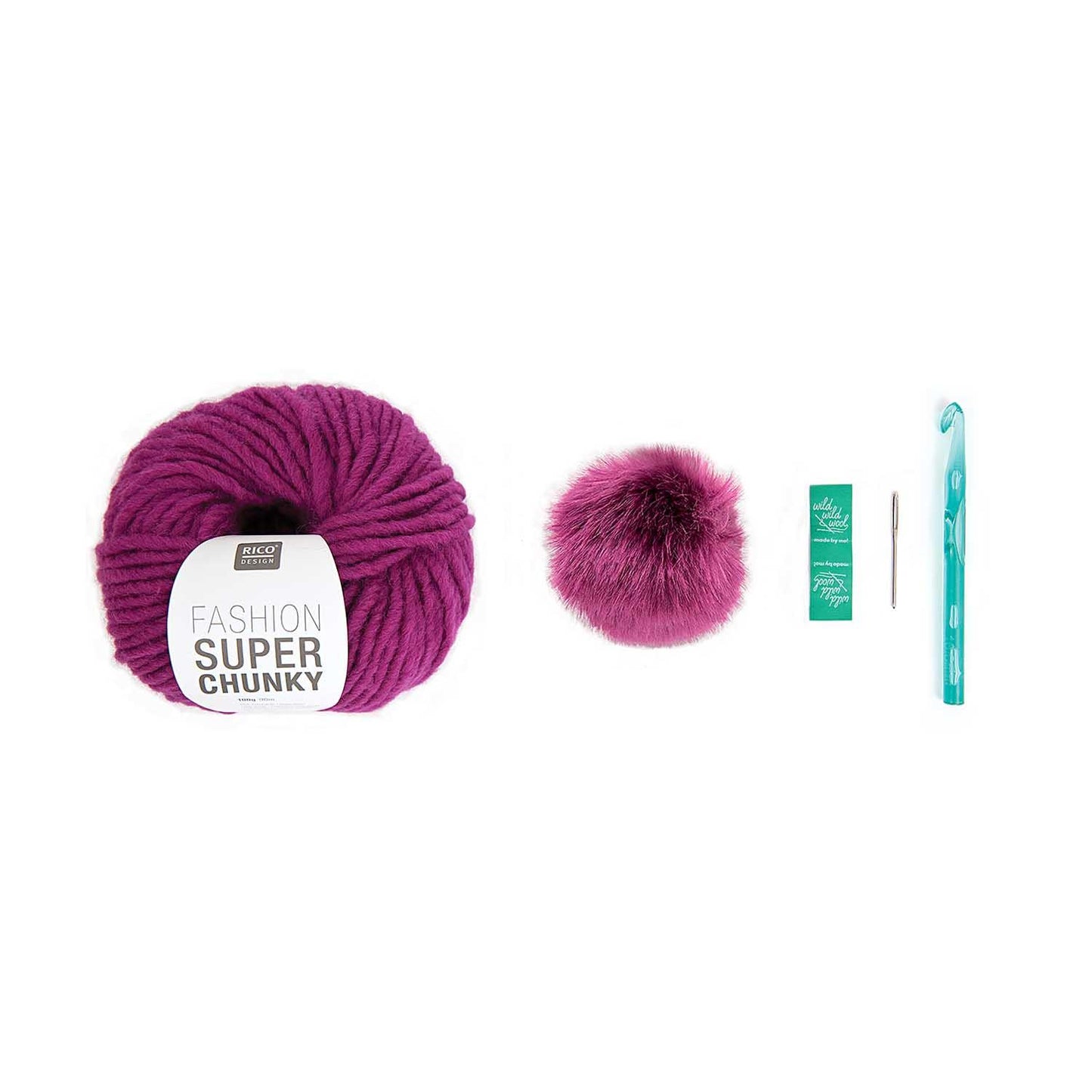 Rico Design Häkelset Mütze Wild Wild Wool Pompon Fuchsia - Craftguru