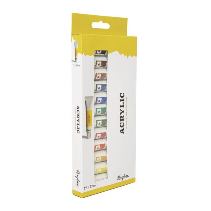 Rayher Künstler-Set Acrylfarben farbsortiert 12 x 12,0 ml 38925000 - Craftguru