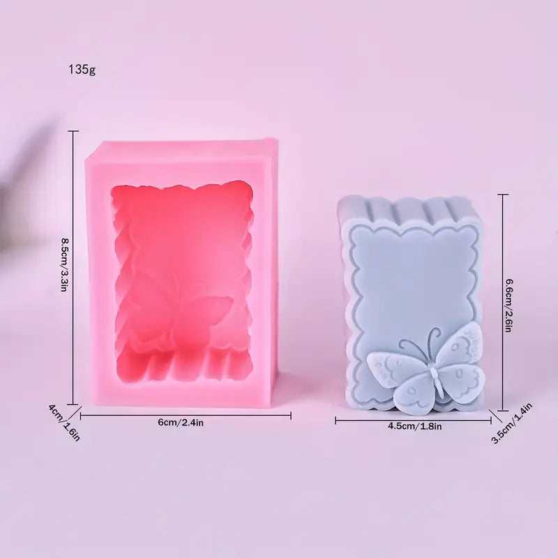 Silikonform Seifenstück mit Schmetterling