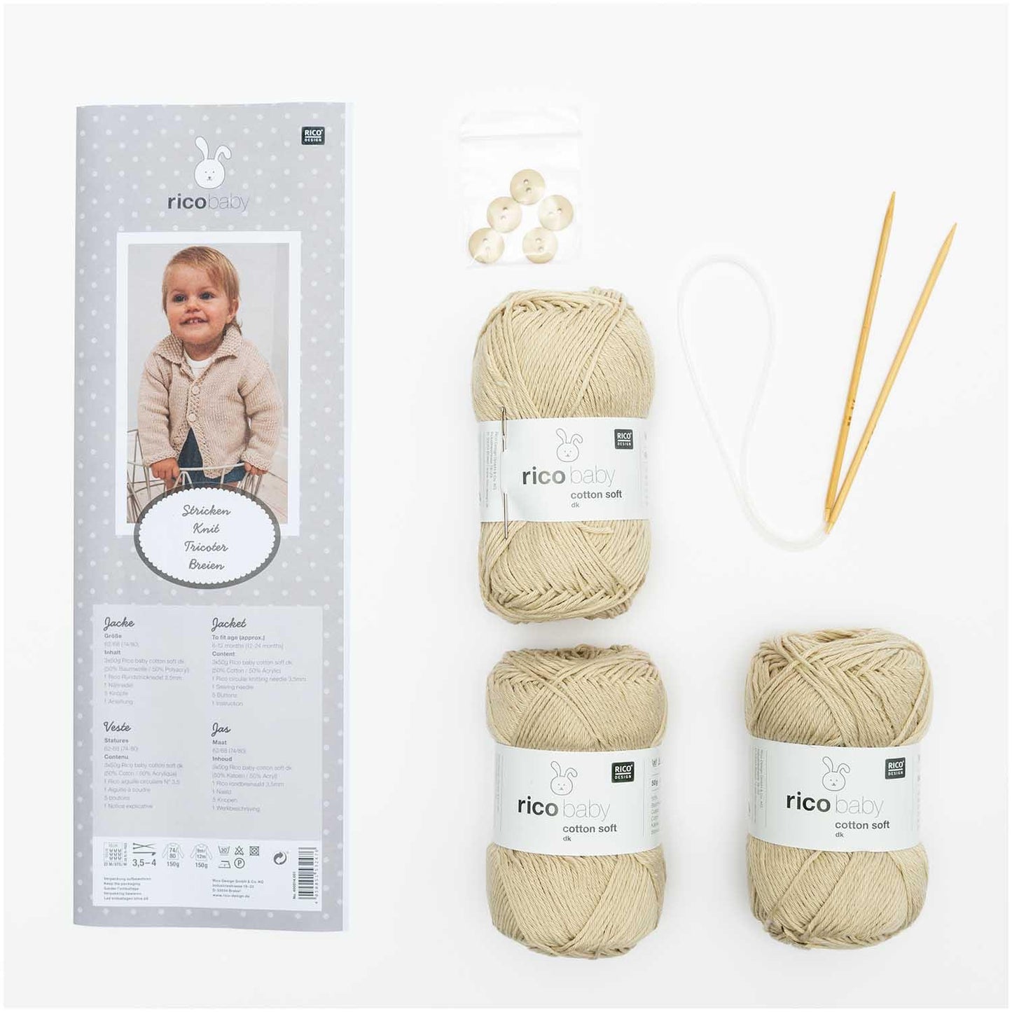 Rico Design Strickset Babyjacke beige - Craftguru