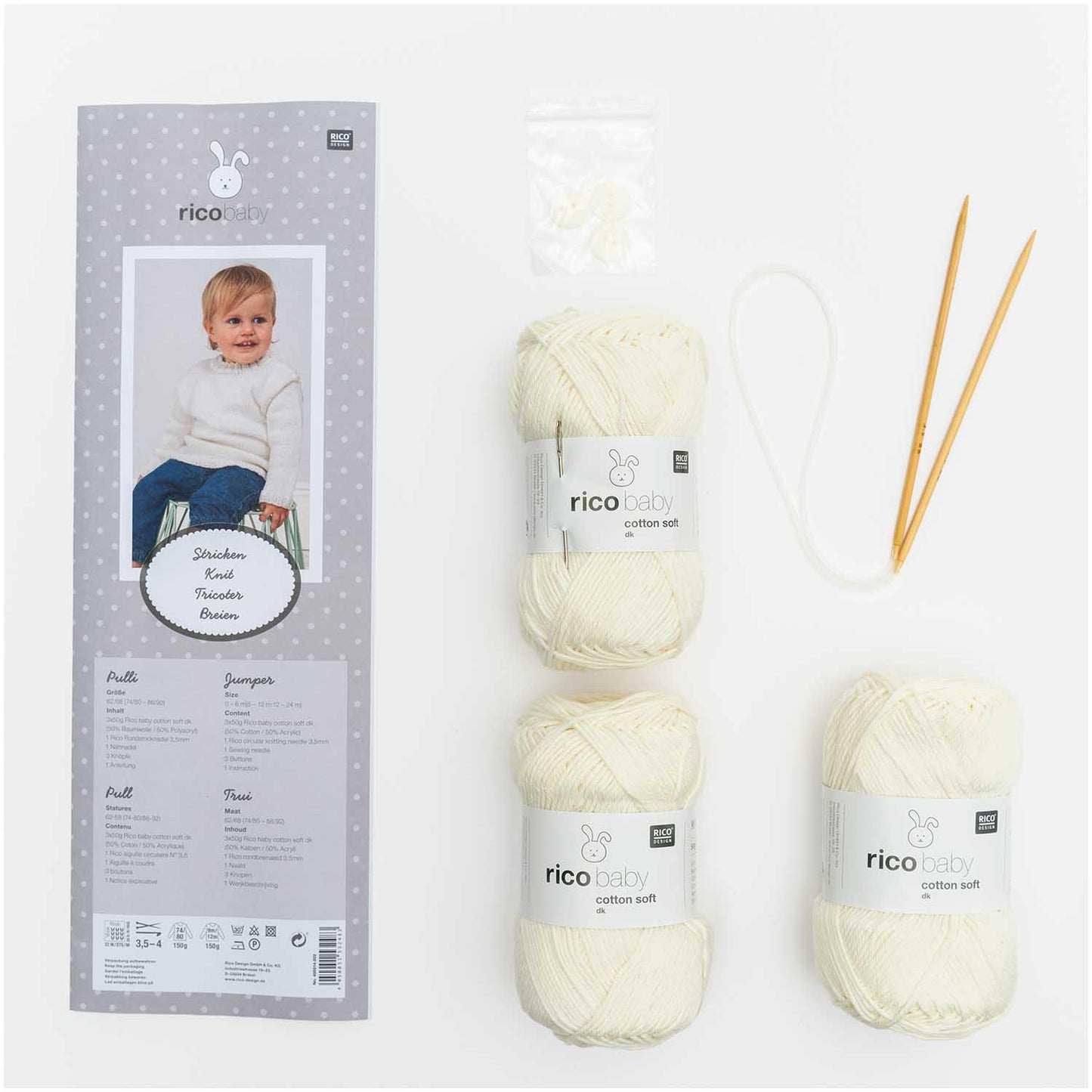 Rico Design Strickset Babypullover weiß - Craftguru