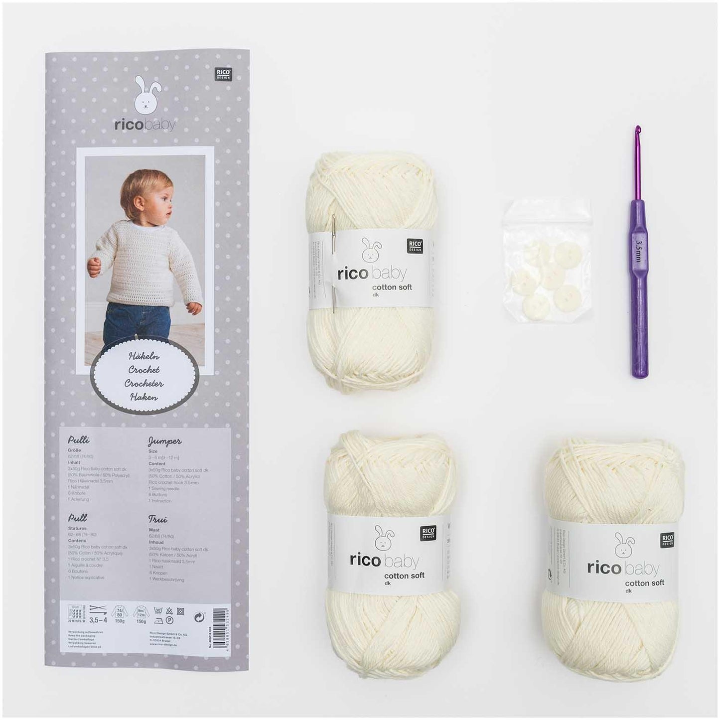 Rico Design Häkelset Babypullover weiß - Craftguru