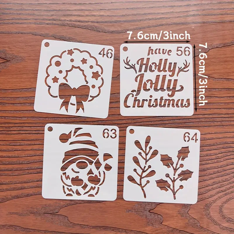 Schablonenset Weihnachtsmotive, 64-teilig