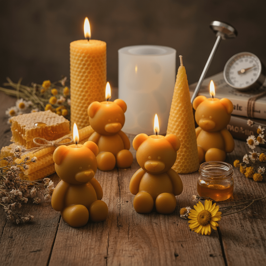 Komplettset - Bienenwachs Bärchen – Kerzen gießen mit Natur-Wachs - Craftguru