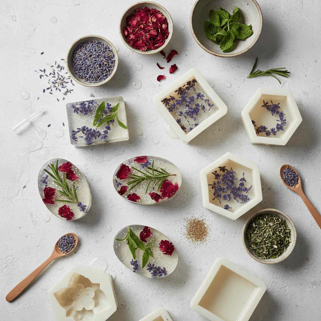 Seife mit Einschlüssen: Blumen, Kräuter & Glitzer richtig einbetten - Craftguru