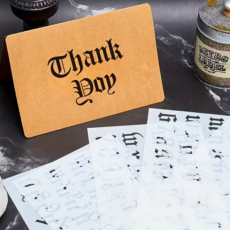 Schablonenset Buchstaben Gothic, 6 teilig