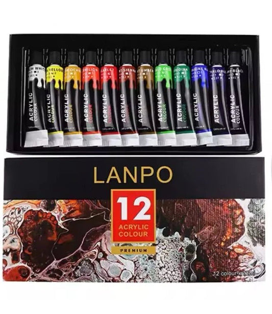 12 teiliges Acrylfarben-Set von Lanpo - Craftguru