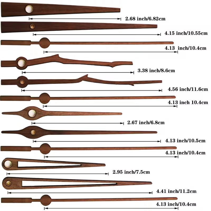 Uhrwerk mit Zeigern, Holz, verschiedene Varianten