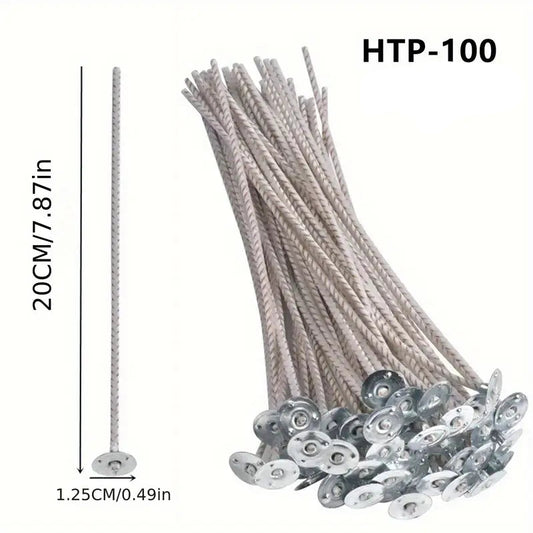 Baumwolldocht HTP-100, 200mm, 50 Stück inkl. Halter