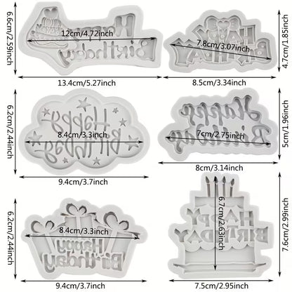 Silikonformen Set Happy Birthday – 6er Set mit 6 verschiedenen Motiven