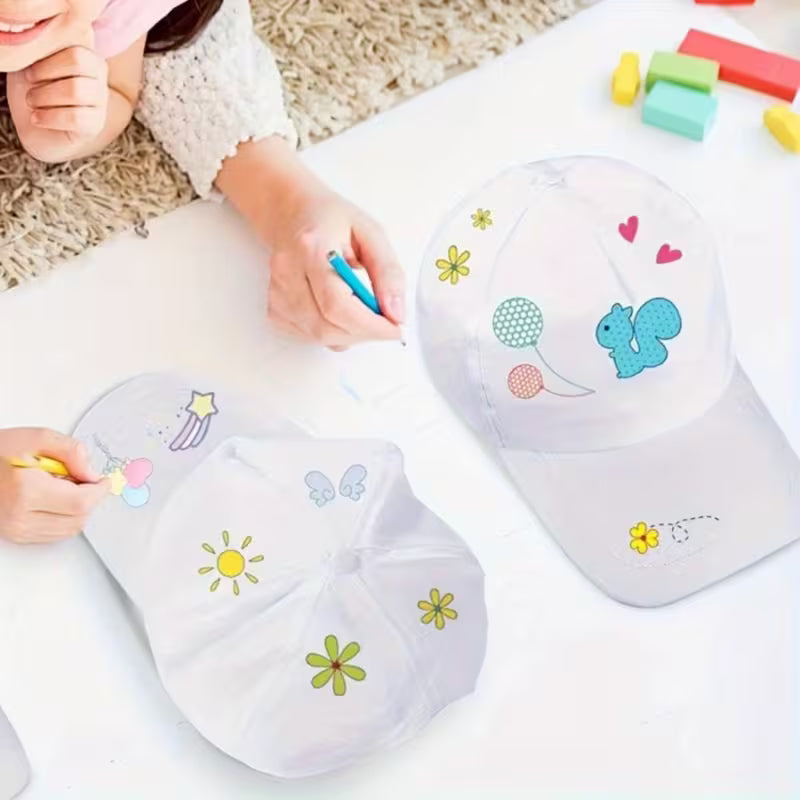 Basecaps bemalen inkl. 5 Basecaps und 5 Textilstiften, Kinder