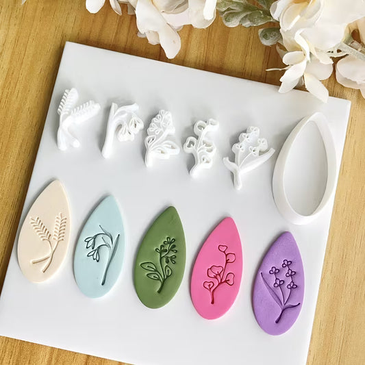 Töpferstempel Blumen, 6 teilig