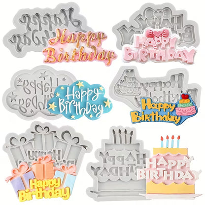 Silikonformen Set Happy Birthday – 6er Set mit 6 verschiedenen Motiven