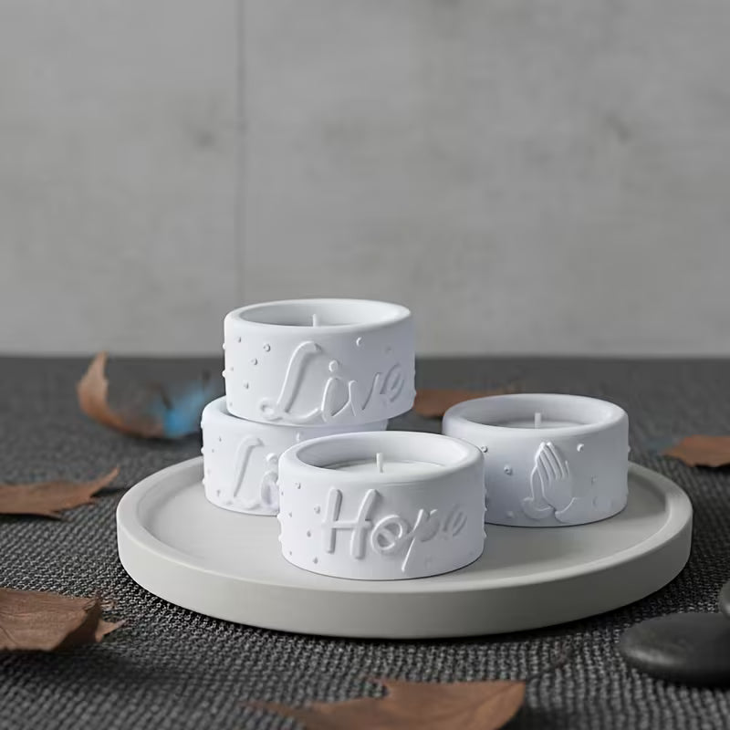 Silikonform Teelichthalterset Hope and Love, 4er Set