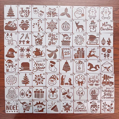 Schablonenset Weihnachtsmotive, 64-teilig