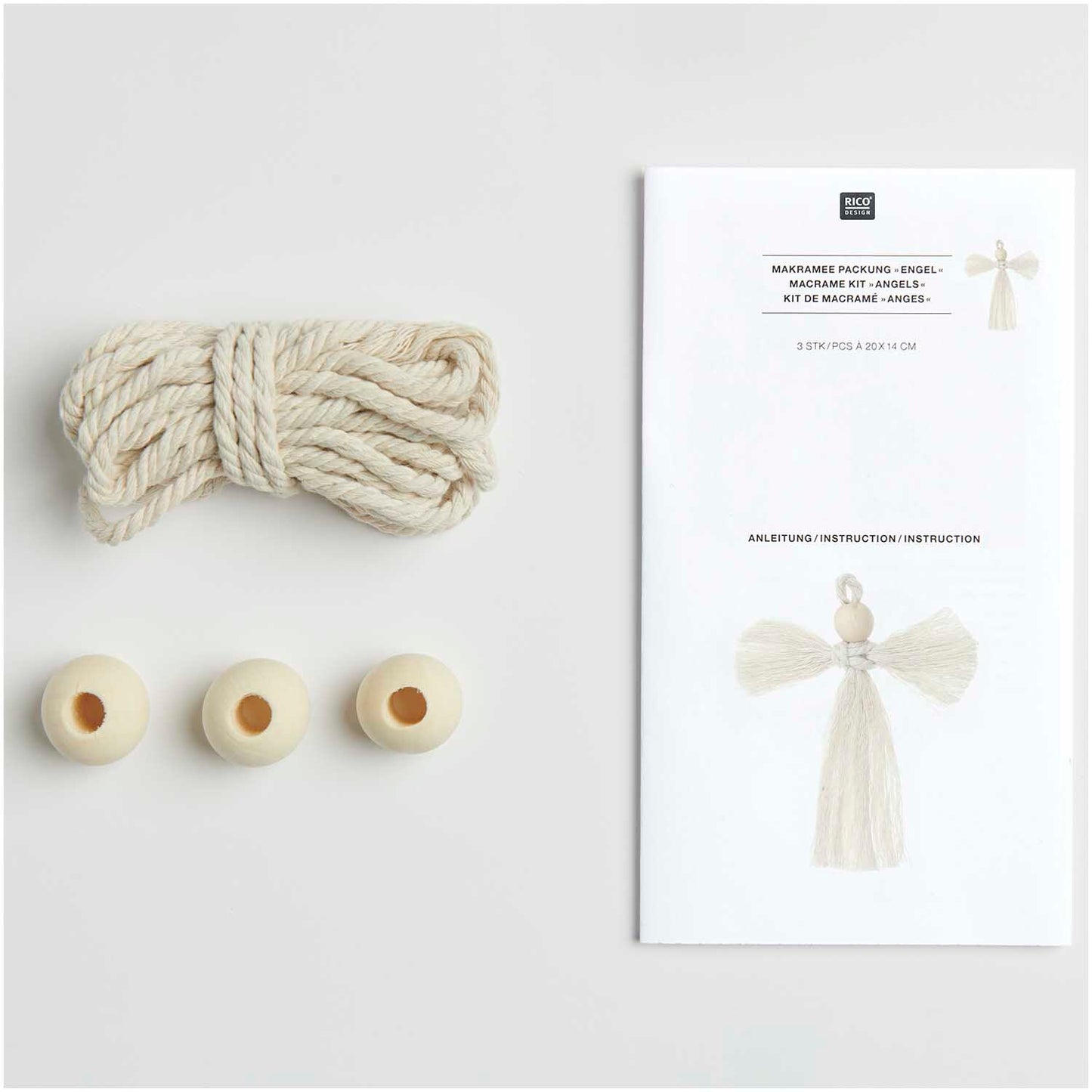 Rico Design Makramee Set Engel 3 Stück