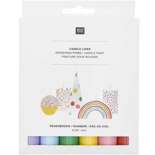 Rico Design - Candle Liner Kerzenmalfarbe Set Regenbogen 6 Stück à 30ml - Craftguru