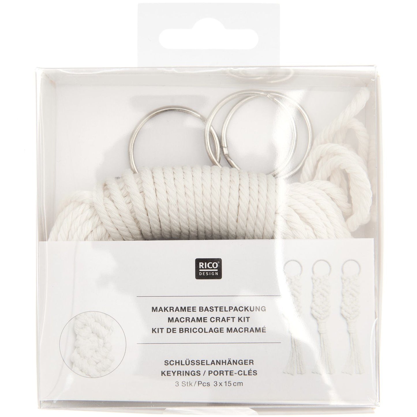 Rico Design Makramee Set Schlüsselanhänger 3 Stück
