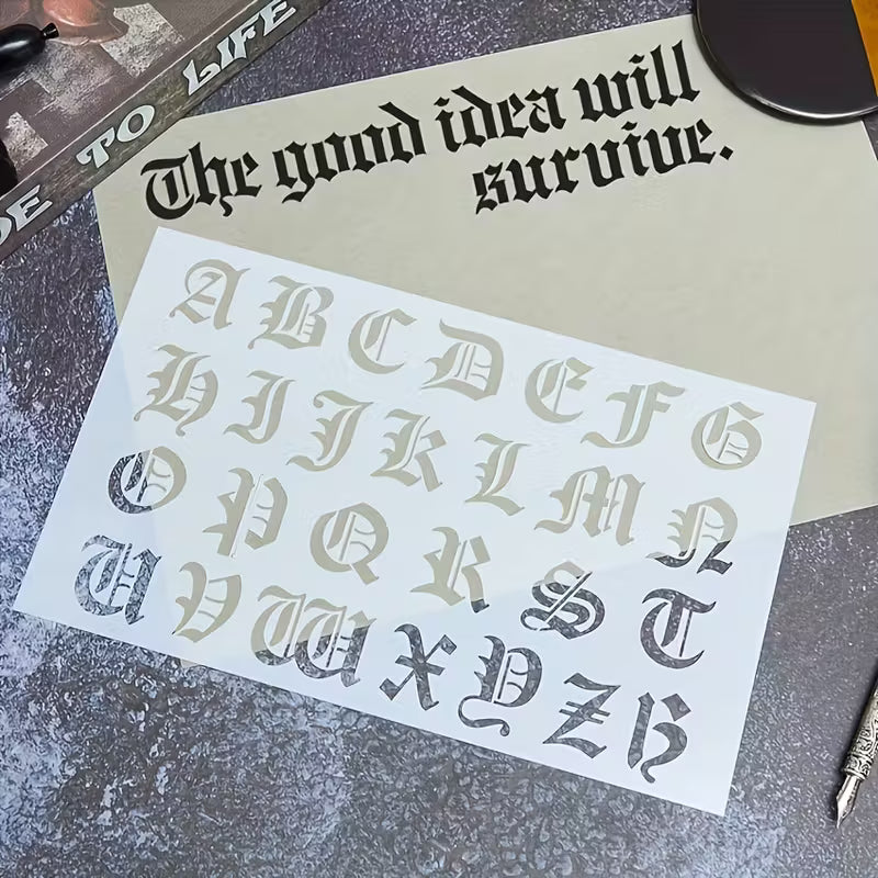 Schablonenset Buchstaben Gothic, 6 teilig