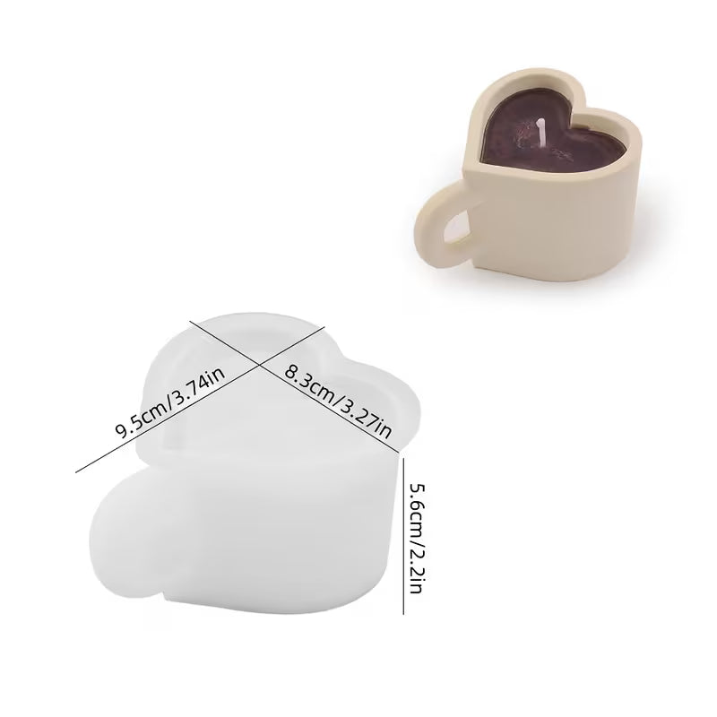 Silikonform Herztasse mit Henkel