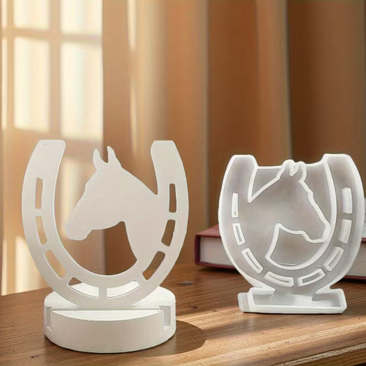 Silikonform Aufsteller Hufeisen mit Pferdekopf