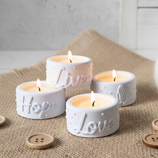 Silikonform Teelichthalterset Hope and Love, 4er Set