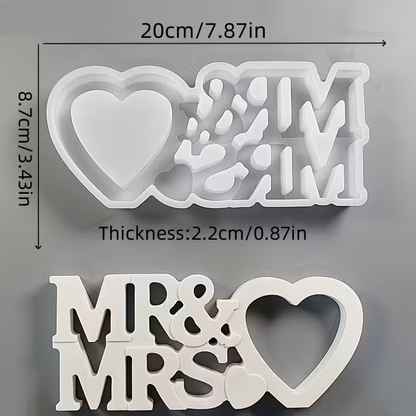 Silikonform Hochzeit Mr. and Mrs.