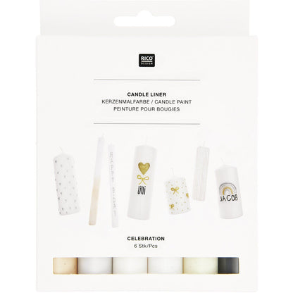 Rico Design - Candle Liner Kerzenmalfarbe Set Celebration 6 Stück à 30ml