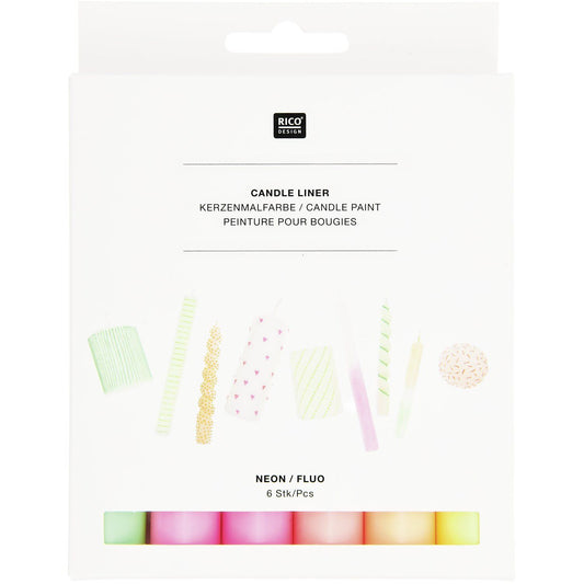 Rico Design - Candle Liner Kerzenmalfarbe Set Neon 6 Stück à 30ml