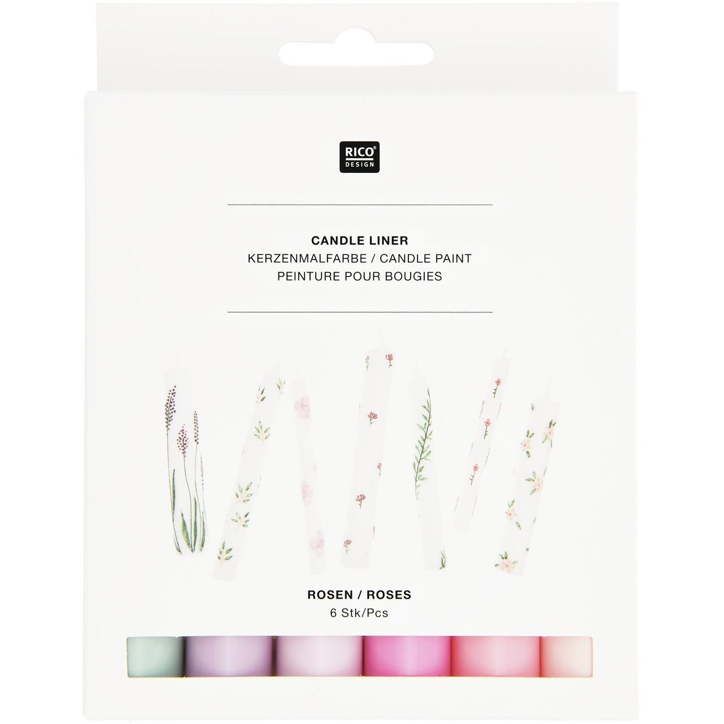 Rico Design - Candle Liner Kerzenmalfarbe Set Roses 6 Stück à 30ml