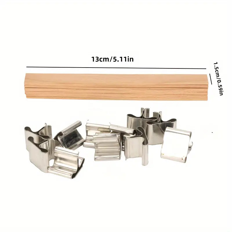 Holzdocht 13mm, Länge 130mm, 50 Stück inkl. Halter