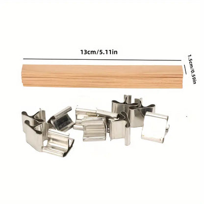 Holzdocht 13mm, Länge 130mm, 50 Stück inkl. Halter