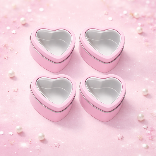 Kerzenbecher Herz, 4er Set, rosa