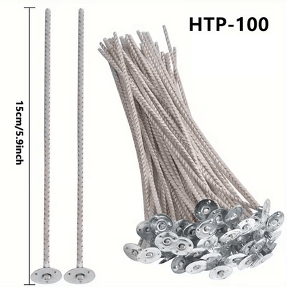 Baumwolldocht HTP-100, 150mm, 50 Stück inkl. Halter - Craftguru