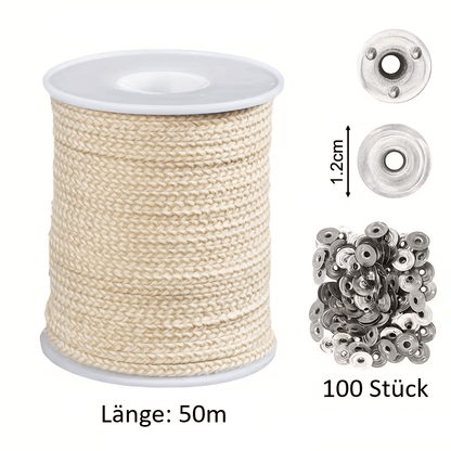 Baumwolldocht HTP, 50m Rolle inkl. 100 Haltern, verschiedene Varianten - Craftguru