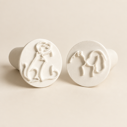 Töpferstempel Hund und Katzenpaar