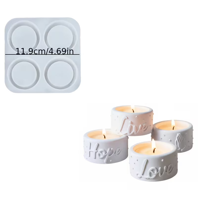 Silikonform Teelichthalterset Hope and Love, 4er Set