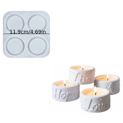 Silikonform Teelichthalterset Hope and Love, 4er Set