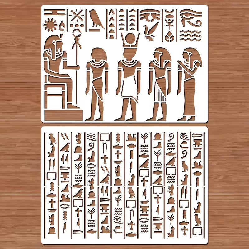 Schablonenset ägyptische Hieroglyphen, 2 teilig