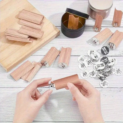 Holzdocht S-förmig 30mm, Länge 50mm, 50 Stück inkl. Halter