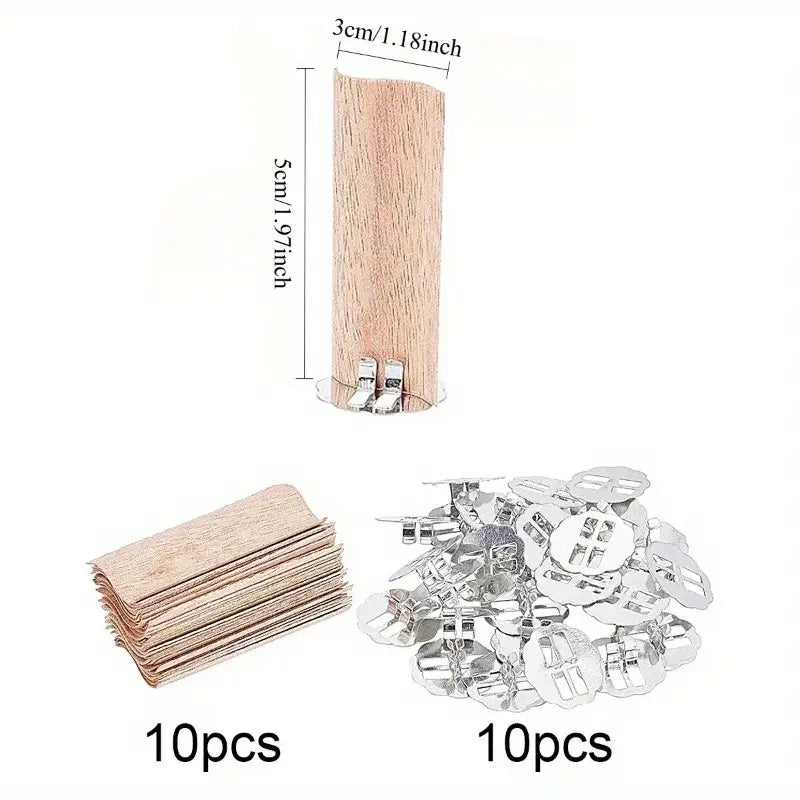 Holzdocht S-förmig 30mm, Länge 50mm, 50 Stück inkl. Halter