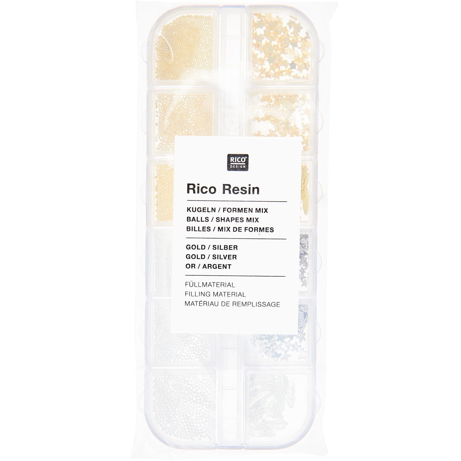 Füllmaterial für Resin Formen Mix 1 Gold & Silber 12x8g - Craftguru