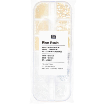 Füllmaterial für Resin Formen Mix 1 Gold & Silber 12x8g - Craftguru