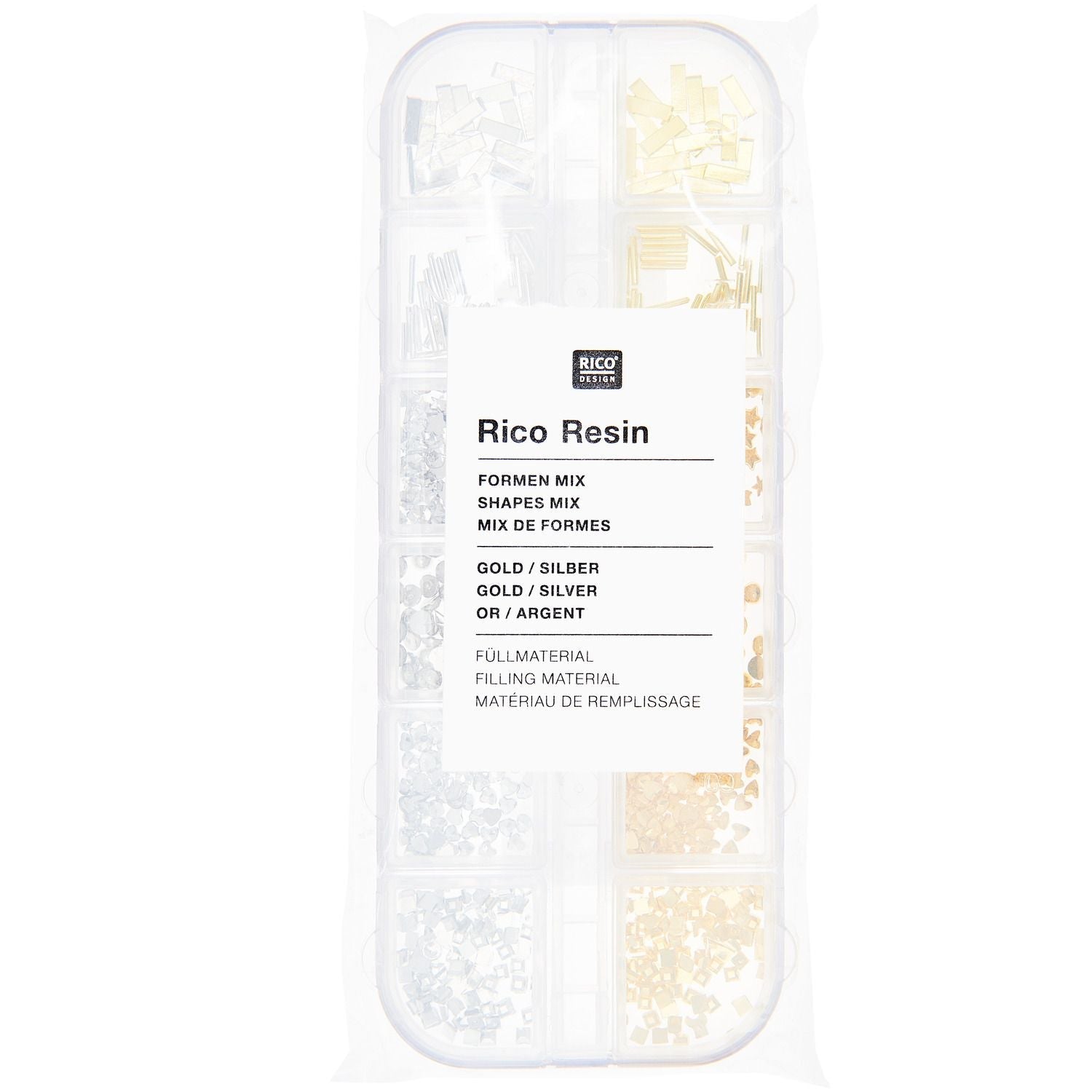 Füllmaterial für Resin Formen Mix 2 Gold & Silber 12x8g - Craftguru