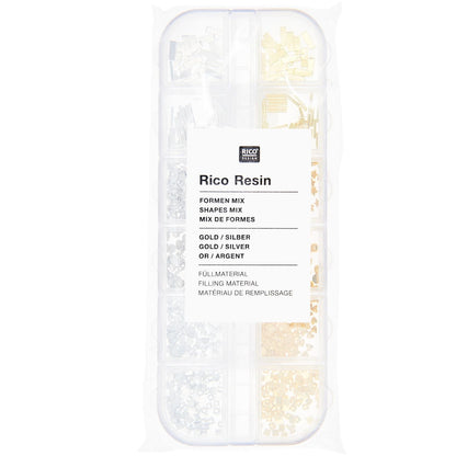 Füllmaterial für Resin Formen Mix 2 Gold & Silber 12x8g - Craftguru