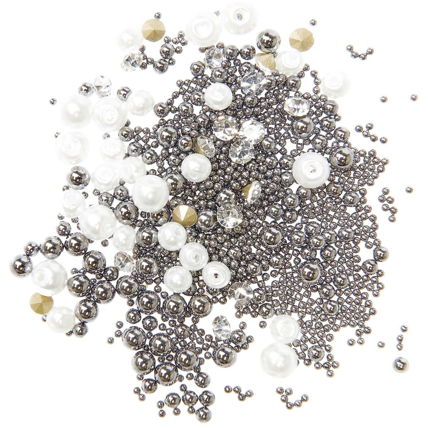 Füllmaterial Perlen Diamanten + Kügelchen Dunkelsilber 13,5g - Craftguru