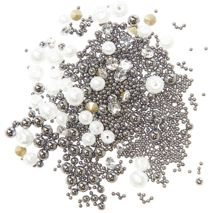 Füllmaterial Perlen Diamanten + Kügelchen Dunkelsilber 13,5g - Craftguru