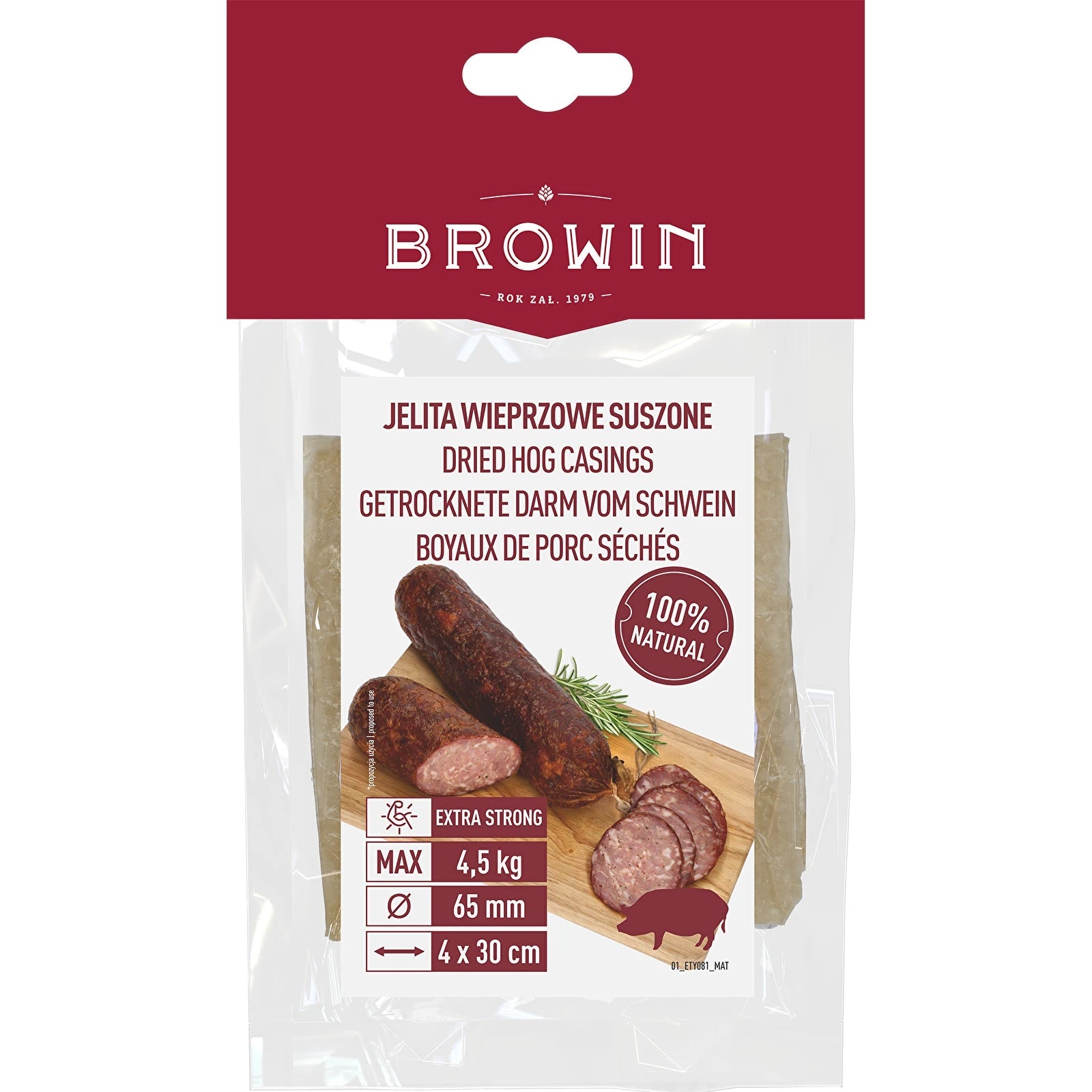 Getrocknete Schweinedärme Kaliber 65 mm, 30 cm - 4 St. - Craftguru