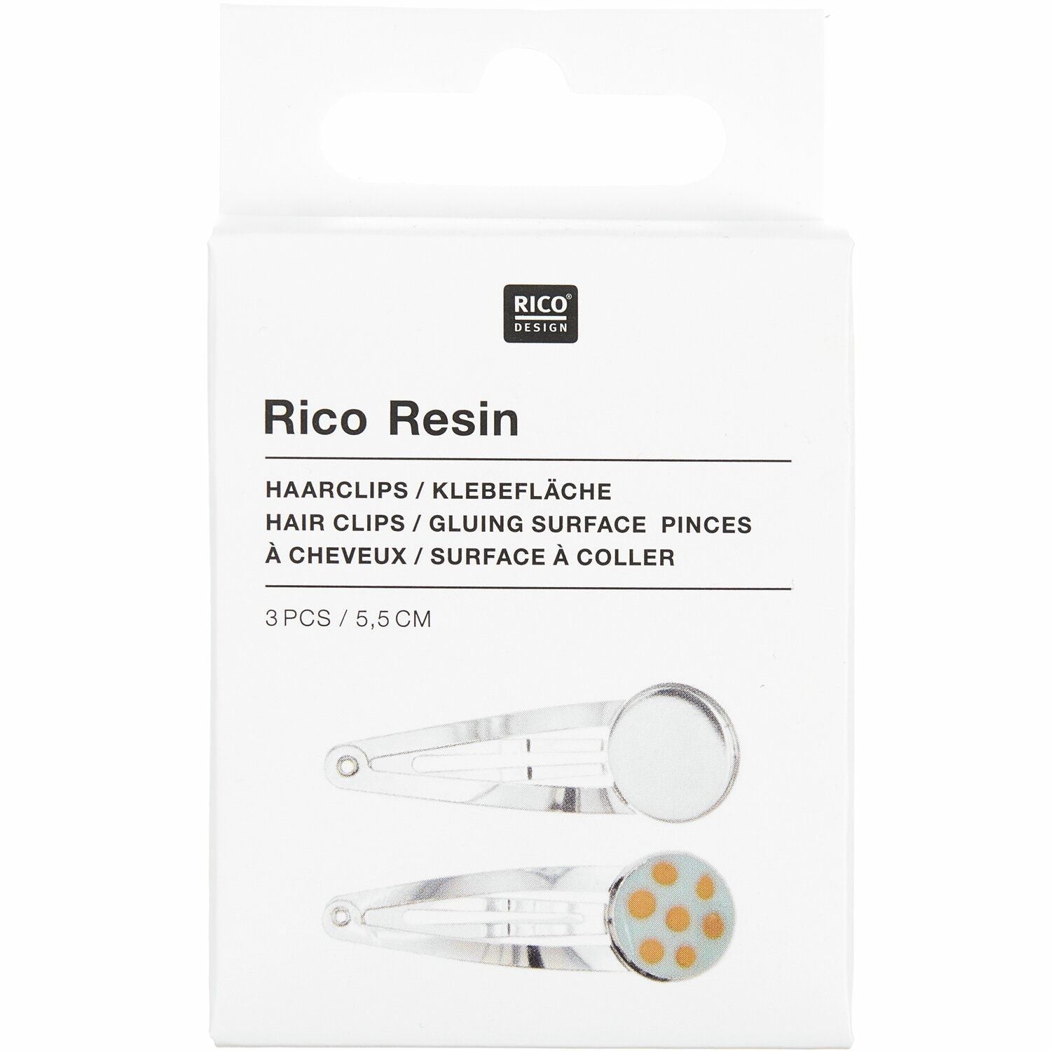 Haarclips mit runder Klebefläche 5,5cm 3 Stück - Craftguru